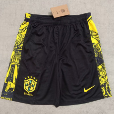 24-25 Brazil Special Edition Black Yellow Shorts Pants 黄色边