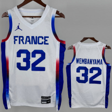 2024 Olympic Game France WEMBANYAMA # 32 White Basketball Jersey