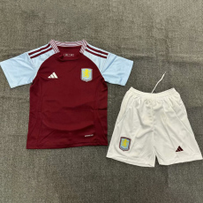 24-25 Aston Villa Home Kids Soccer Jersey