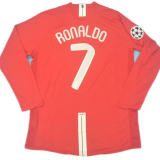 RONALDO #7 2007-08 M Utd Home Red Long Sleeve Retro Jersey UCL Version胸前绣欧冠决赛字欧冠字体有球