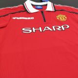 1998-1999 M Utd Home CANTONA #7 Retro Soccer Jersey (UCL Font 欧冠体)