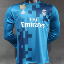 2017/18 RM Third Retro Player Version Long Sleeve Soccer Jersey 球员版带胸前章