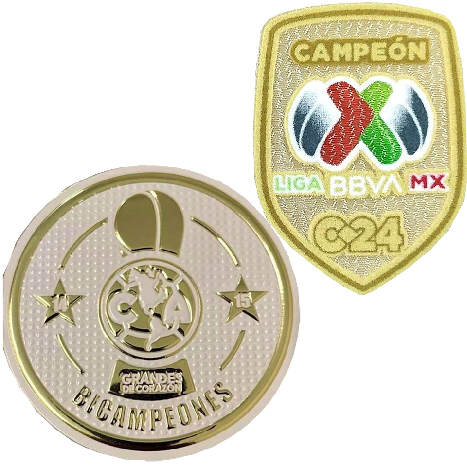 BICAMPEONES 14 15 + CAMPEON LIGA MX  C24  Patch 美洲队冠军章 左袖 +  C24 章 右袖